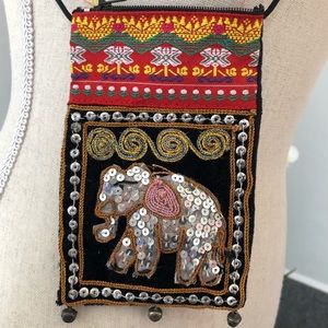 boho mini bag sequin elephant made in Thailand